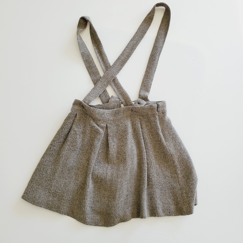 Zara Girls Brown Tweed Suspender Skirt NWT